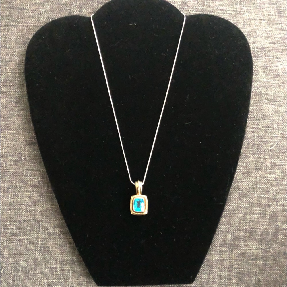 NIB Signed STS sterling silver ornate blue topaz necklace and earrings.S2 - Picture 5 of 9
